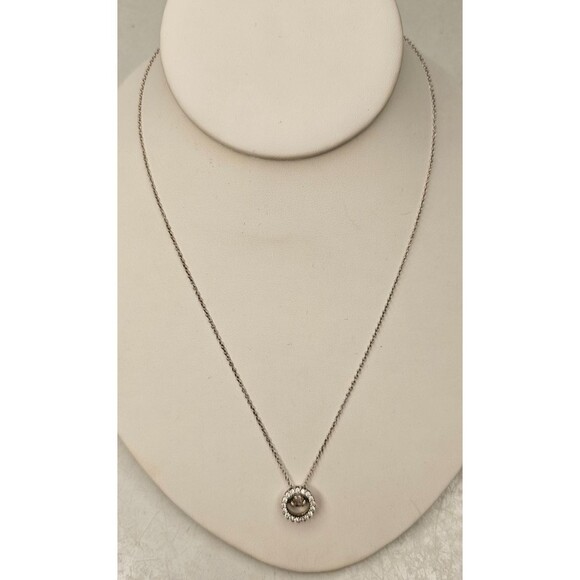 Floating Diamond Halo CZ 18" 925 Sterling Silver Necklace - Picture 2 of 6